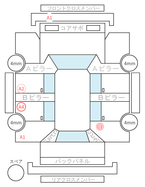 Body condition diagram (damage marks, Japanese labels)