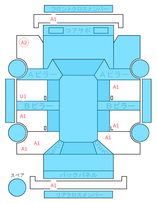 Body condition diagram (damage marks, Japanese labels)