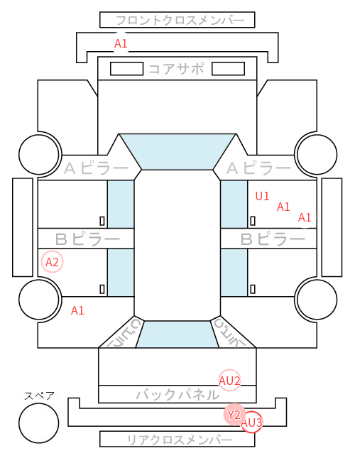 Body condition diagram (damage marks, Japanese labels)