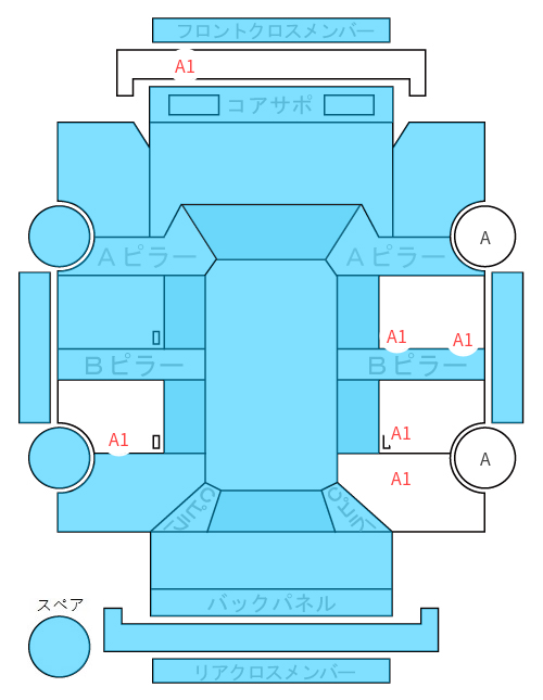 Body condition diagram (damage marks, Japanese labels)
