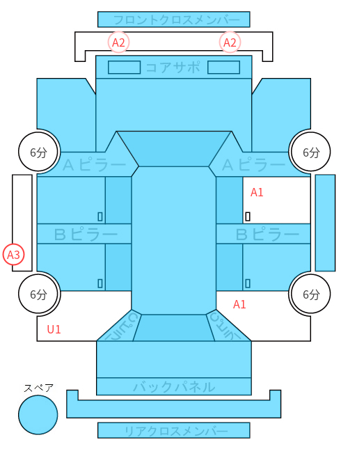 Body condition diagram (damage marks, Japanese labels)