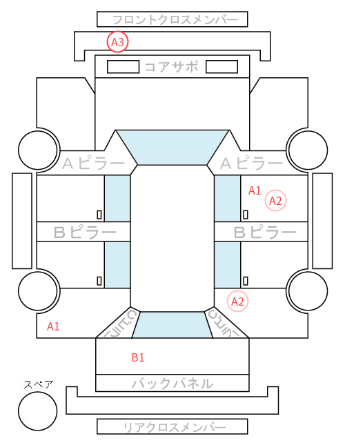 Body condition diagram (damage marks, Japanese labels)