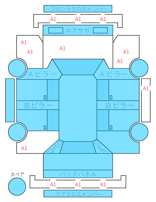 Body condition diagram (damage marks, Japanese labels)