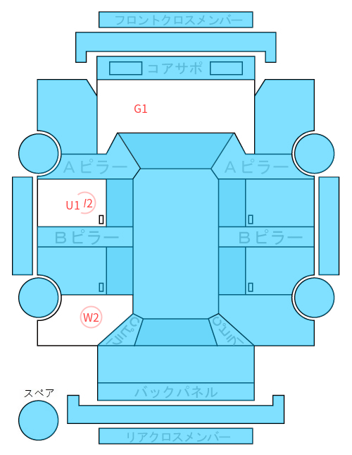 Body condition diagram (damage marks, Japanese labels)