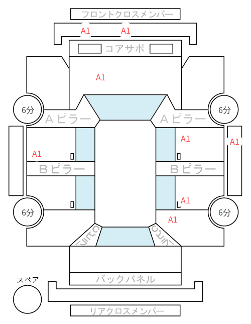 Body condition diagram (damage marks, Japanese labels)