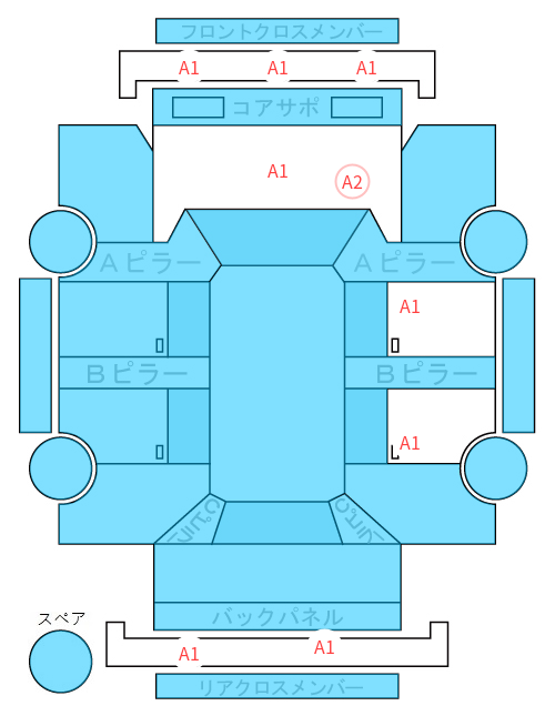 Body condition diagram (damage marks, Japanese labels)