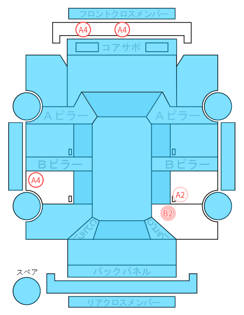 Body condition diagram (damage marks, Japanese labels)