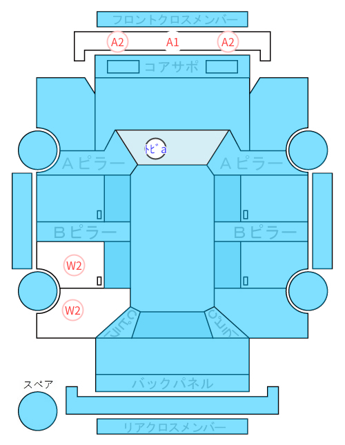 Body condition diagram (damage marks, Japanese labels)