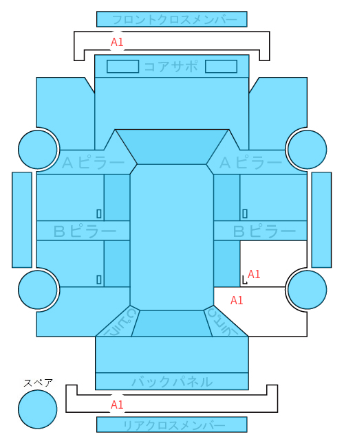 Body condition diagram (damage marks, Japanese labels)
