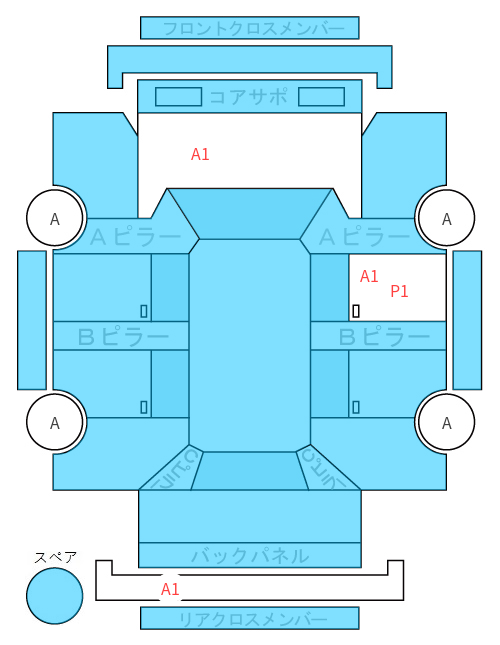 Body condition diagram (damage marks, Japanese labels)