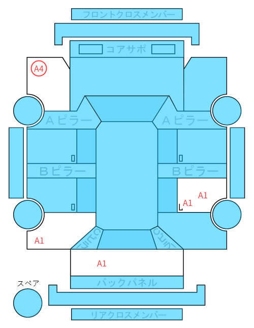 Body condition diagram (damage marks, Japanese labels)