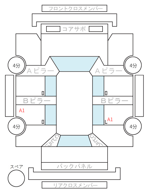Body condition diagram (damage marks, Japanese labels)