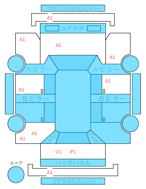 Body condition diagram (damage marks, Japanese labels)