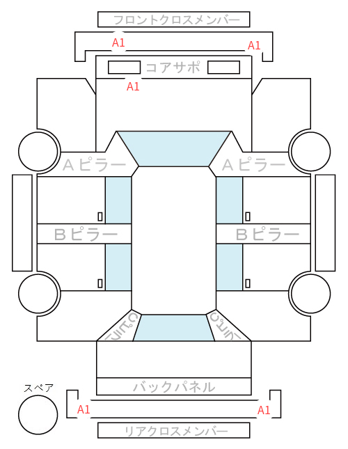 Body condition diagram (damage marks, Japanese labels)