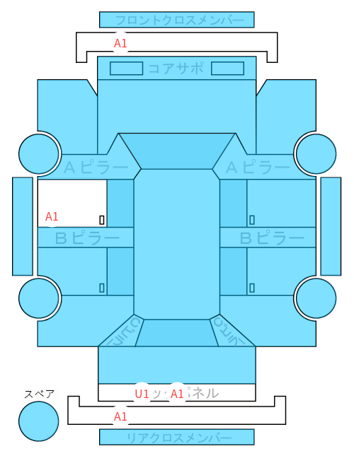 Body condition diagram (damage marks, Japanese labels)