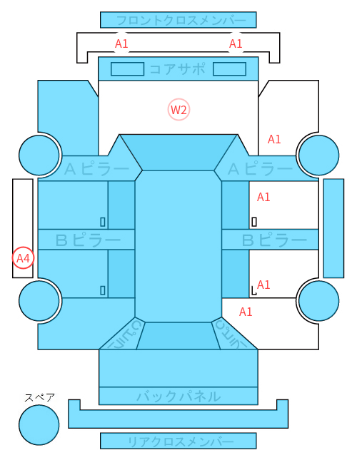 Body condition diagram (damage marks, Japanese labels)