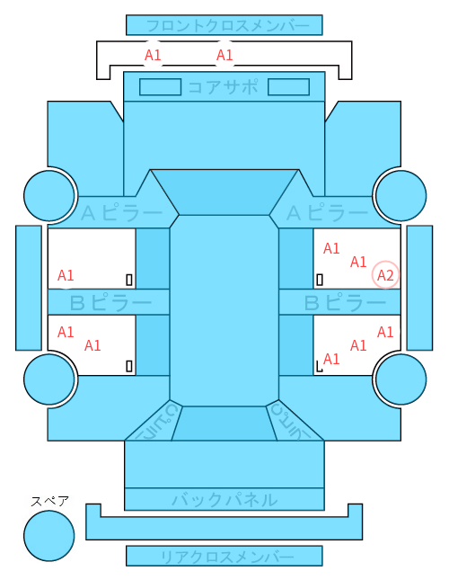 Body condition diagram (damage marks, Japanese labels)