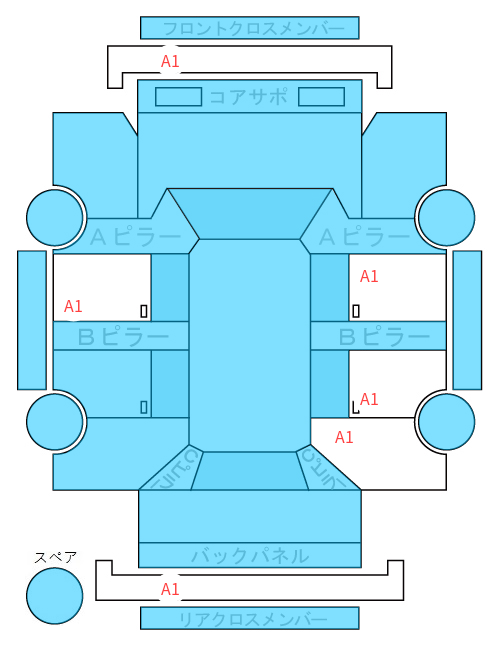 Body condition diagram (damage marks, Japanese labels)