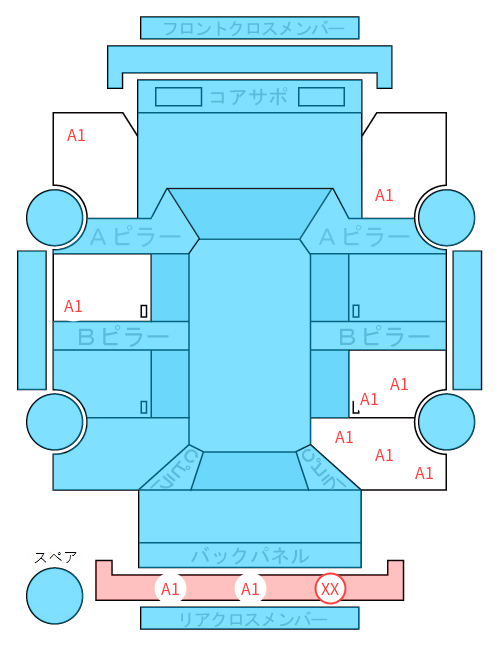 Body condition diagram (damage marks, Japanese labels)