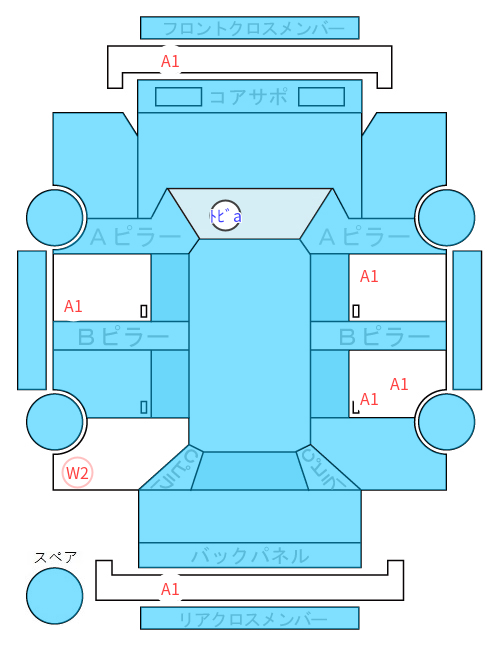 Body condition diagram (damage marks, Japanese labels)