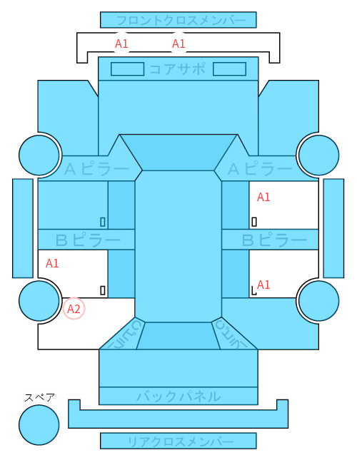 Body condition diagram (damage marks, Japanese labels)