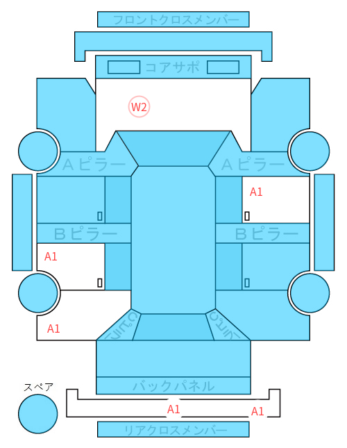 Body condition diagram (damage marks, Japanese labels)