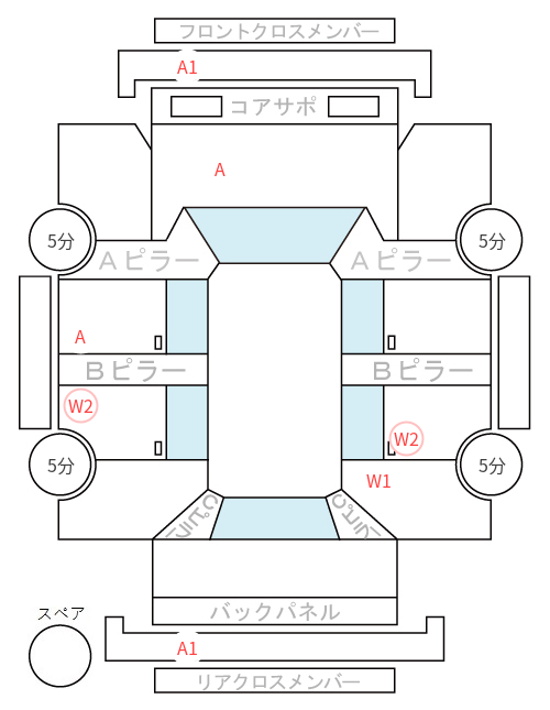 Body condition diagram (damage marks, Japanese labels)