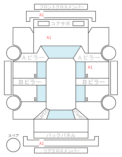 Body condition diagram (damage marks, Japanese labels)