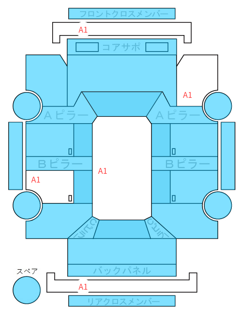 Body condition diagram (damage marks, Japanese labels)