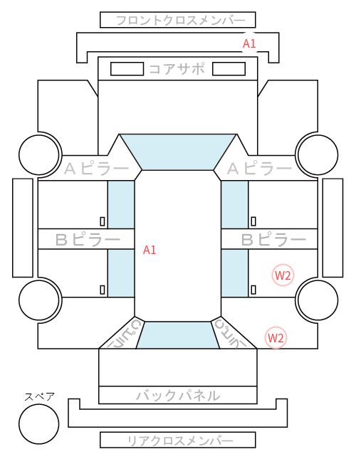 Body condition diagram (damage marks, Japanese labels)