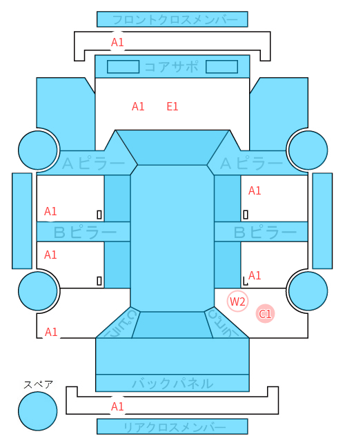 Body condition diagram (damage marks, Japanese labels)