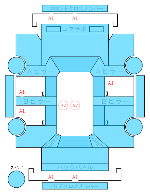 Body condition diagram (damage marks, Japanese labels)