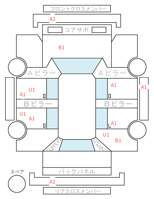 Body condition diagram (damage marks, Japanese labels)