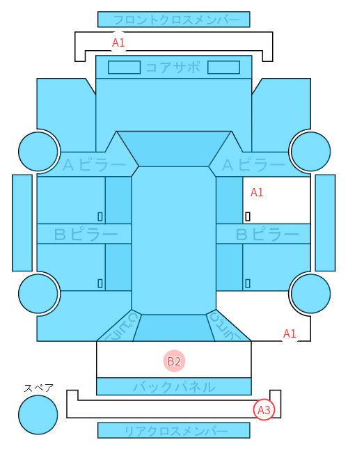Body condition diagram (damage marks, Japanese labels)