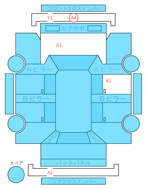 Body condition diagram (damage marks, Japanese labels)