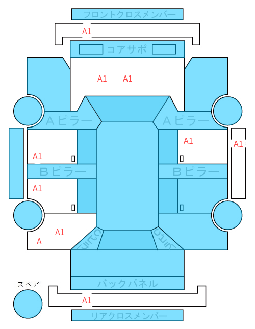 Body condition diagram (damage marks, Japanese labels)