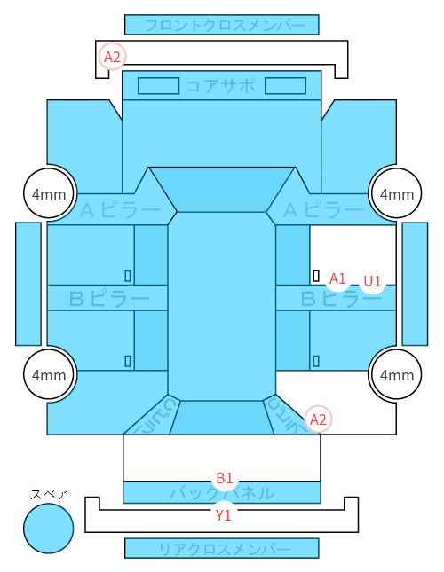 Body condition diagram (damage marks, Japanese labels)