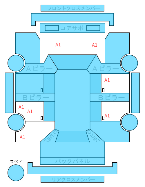 Body condition diagram (damage marks, Japanese labels)