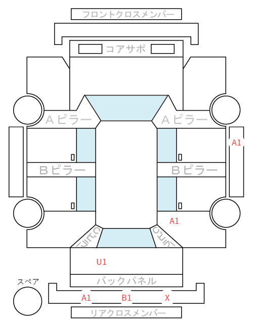 Body condition diagram (damage marks, Japanese labels)
