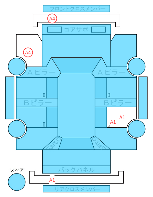 Body condition diagram (damage marks, Japanese labels)