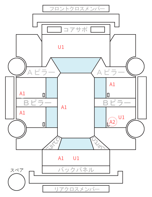 Body condition diagram (damage marks, Japanese labels)