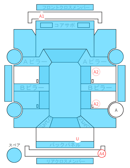 Body condition diagram (damage marks, Japanese labels)