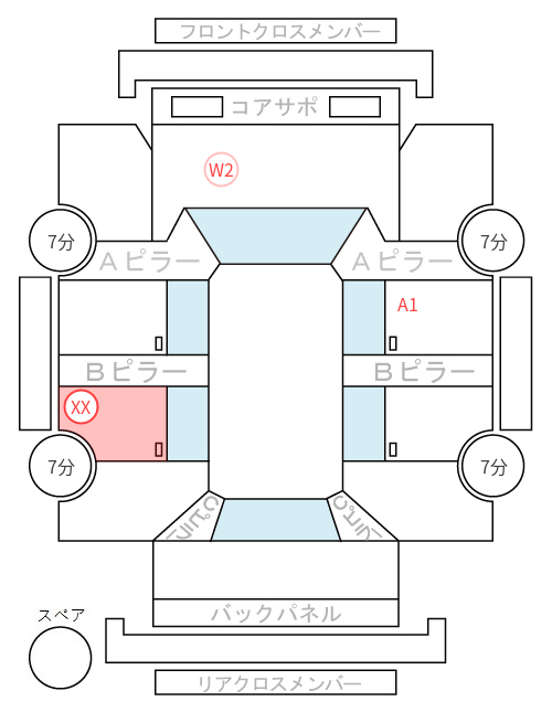 Body condition diagram (damage marks, Japanese labels)