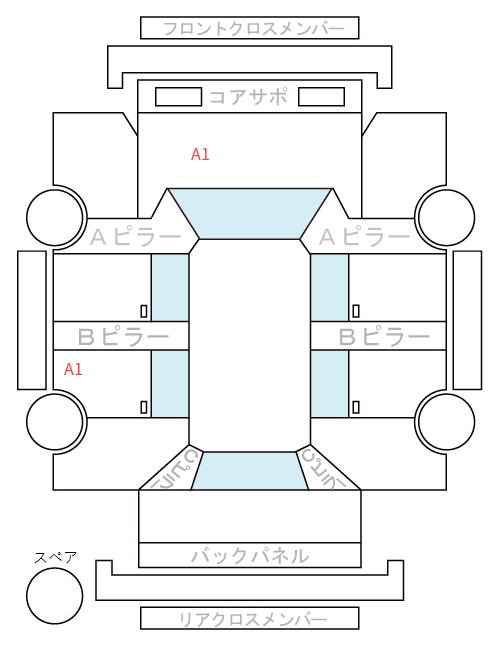 Body condition diagram (damage marks, Japanese labels)