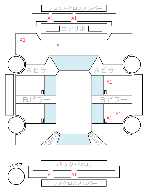 Body condition diagram (damage marks, Japanese labels)