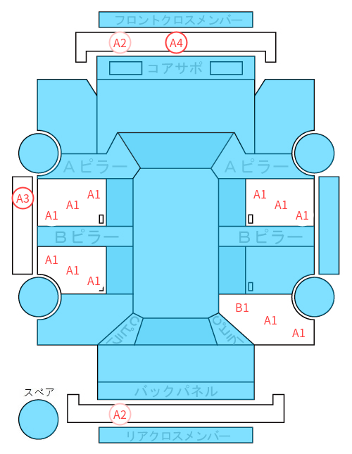 Body condition diagram (damage marks, Japanese labels)