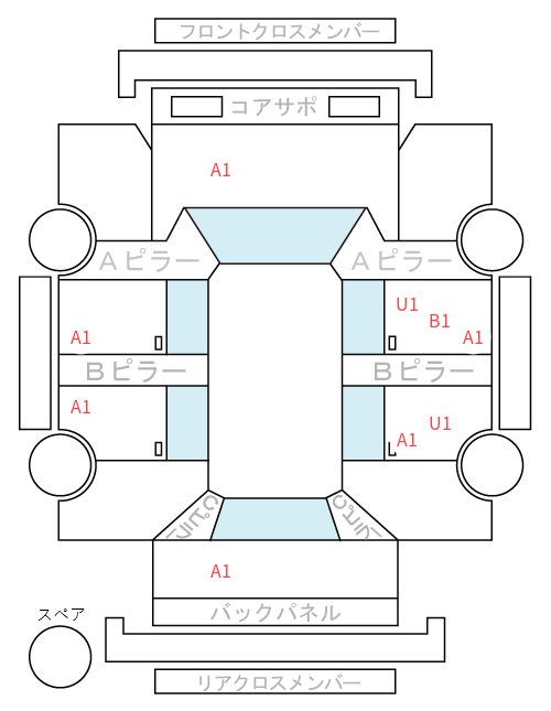 Body condition diagram (damage marks, Japanese labels)