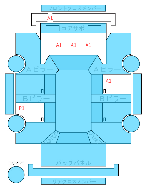Body condition diagram (damage marks, Japanese labels)