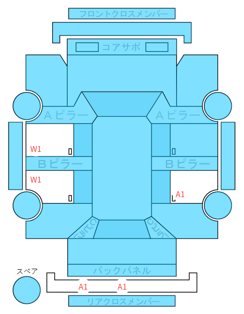 Body condition diagram (damage marks, Japanese labels)