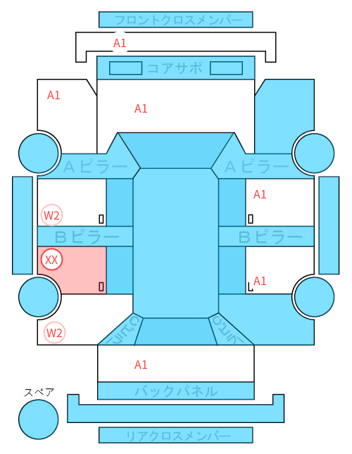 Body condition diagram (damage marks, Japanese labels)
